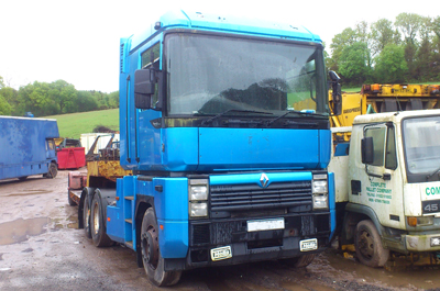 Blue tractor unit